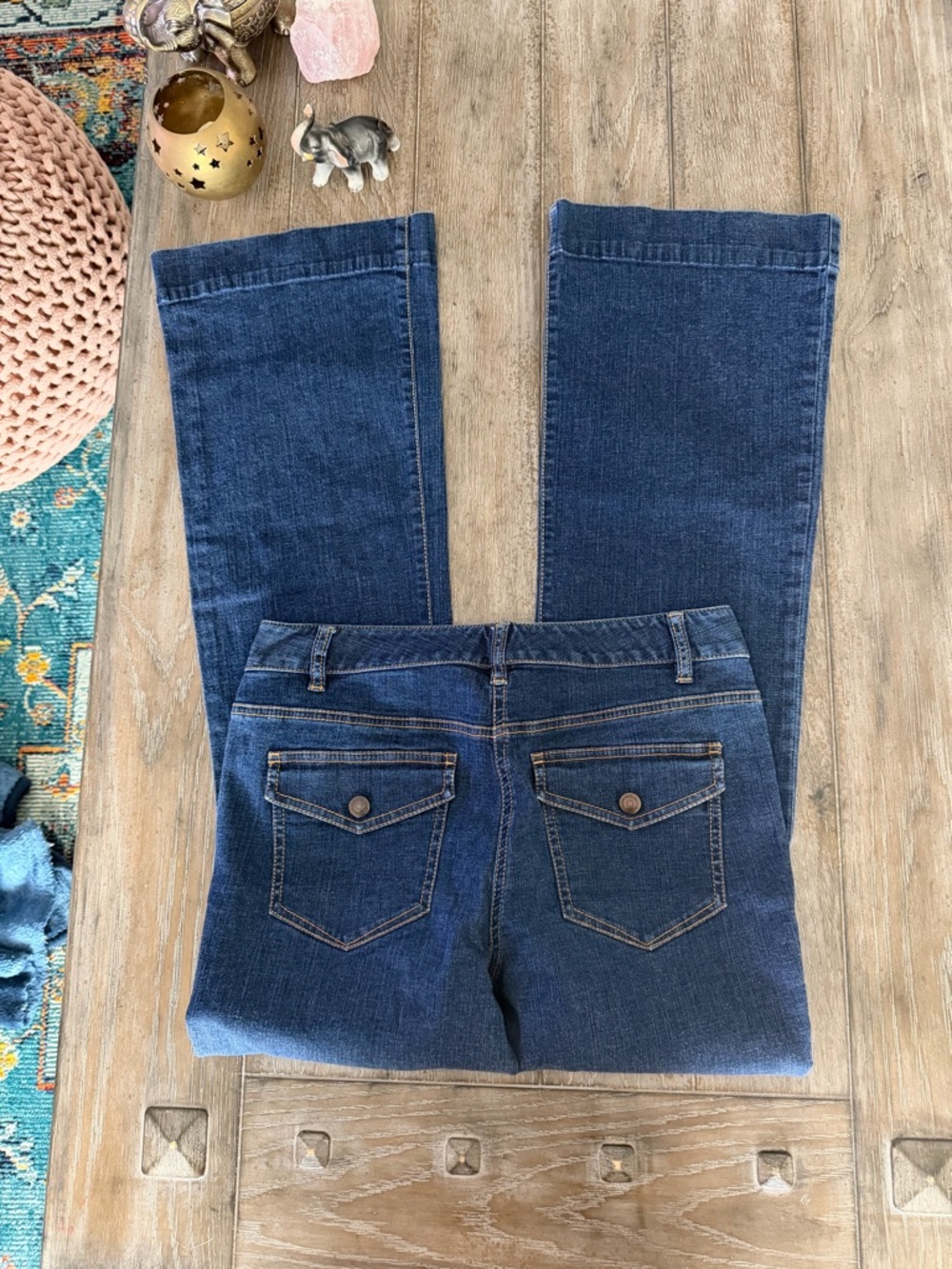LOFT Women's Dark Blue Bootcut Jeans - Picture 4 of 8